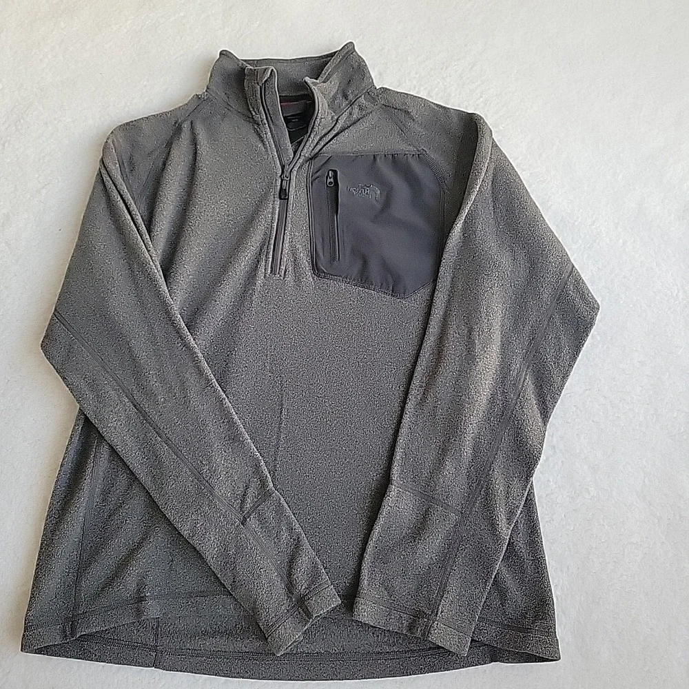 The North Face 1/4 Zip Up‎ Fleece Pullover Active Outdoor Mens Size M Gray